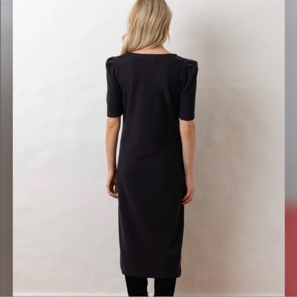 Dudley Stephens Duncan Dress Terry Black Recycled Fleece MIDI Puff Sleeve Sz XS - Picture 3 of 14